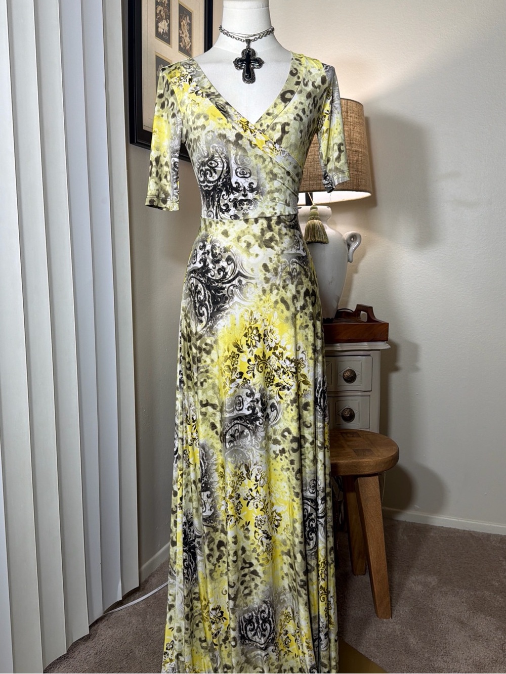 Y2K Uptown Cheetah Print Floral Wrap-Style Maxi Dress